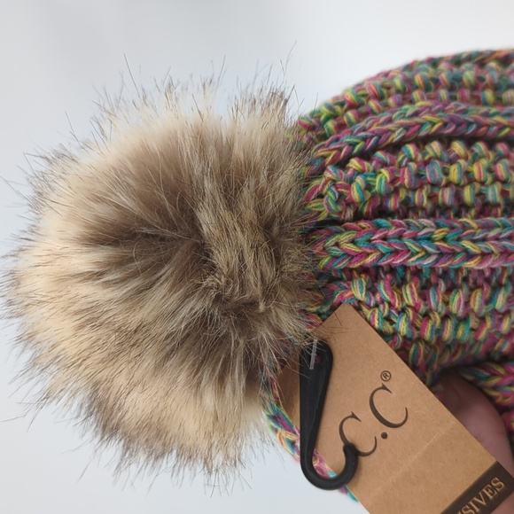 C.C Melange Lined Warm Multicolor Beanie Hat - Picture 3 of 4